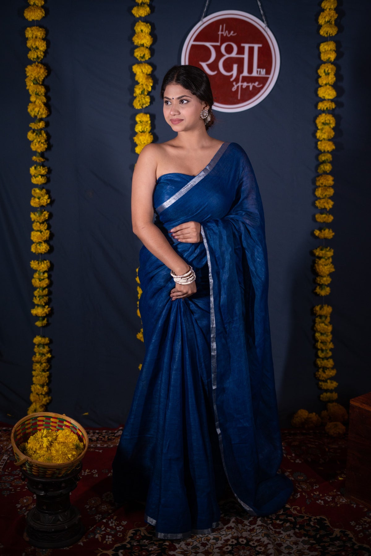 Vibha- Blue Linen Saree