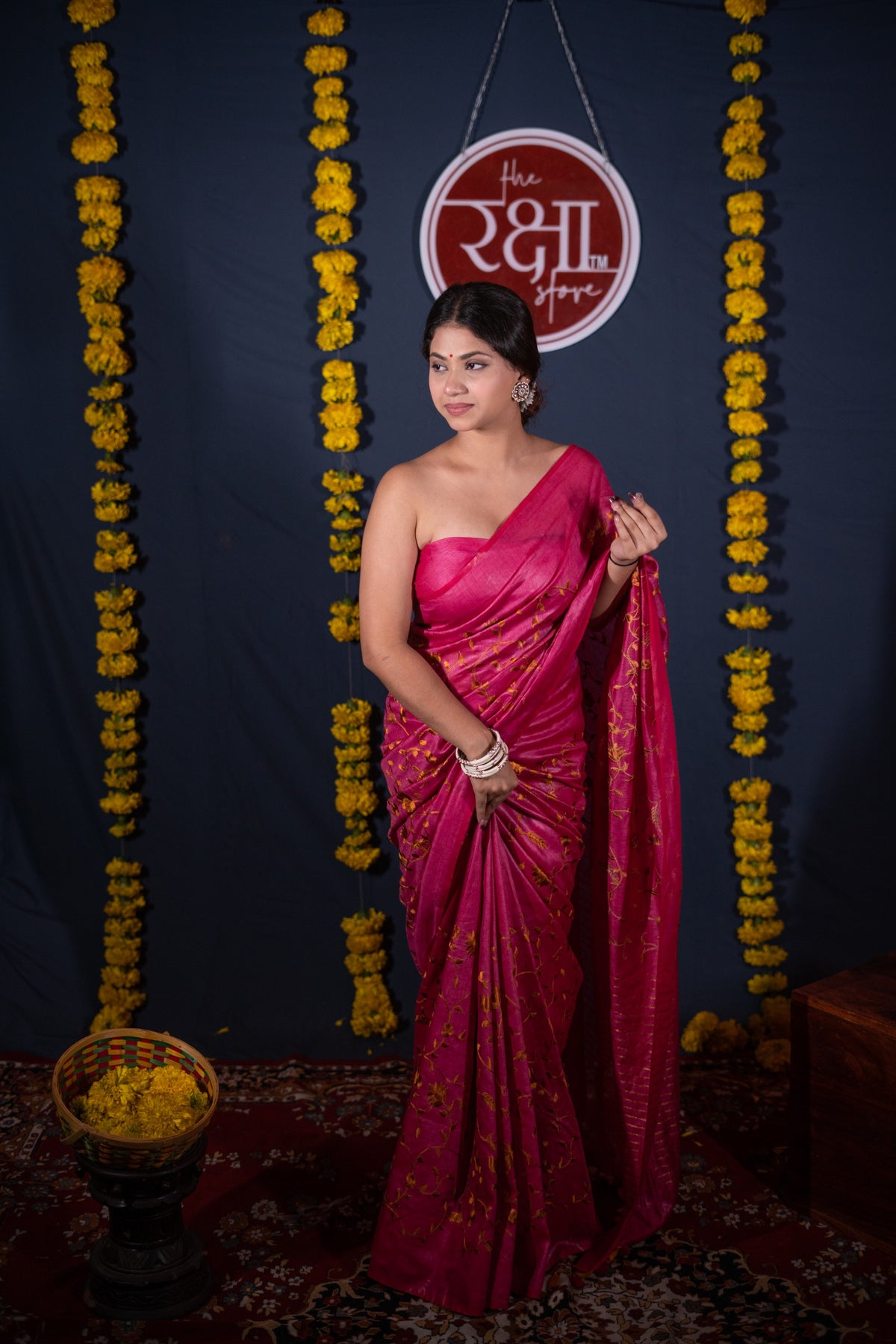 Aarya- Pink Silk Linen Saree