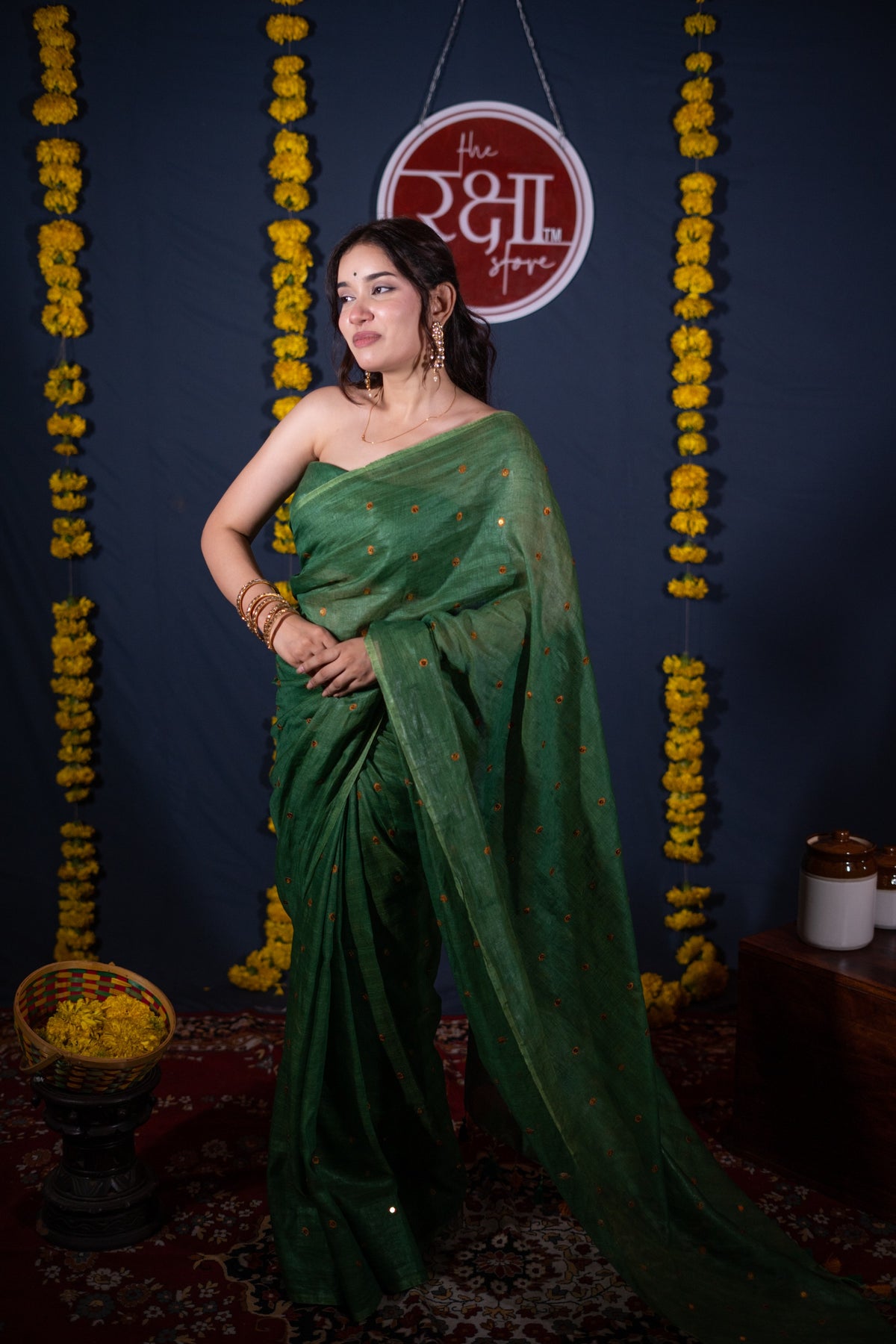 Archita- Green Tikli Work Saree