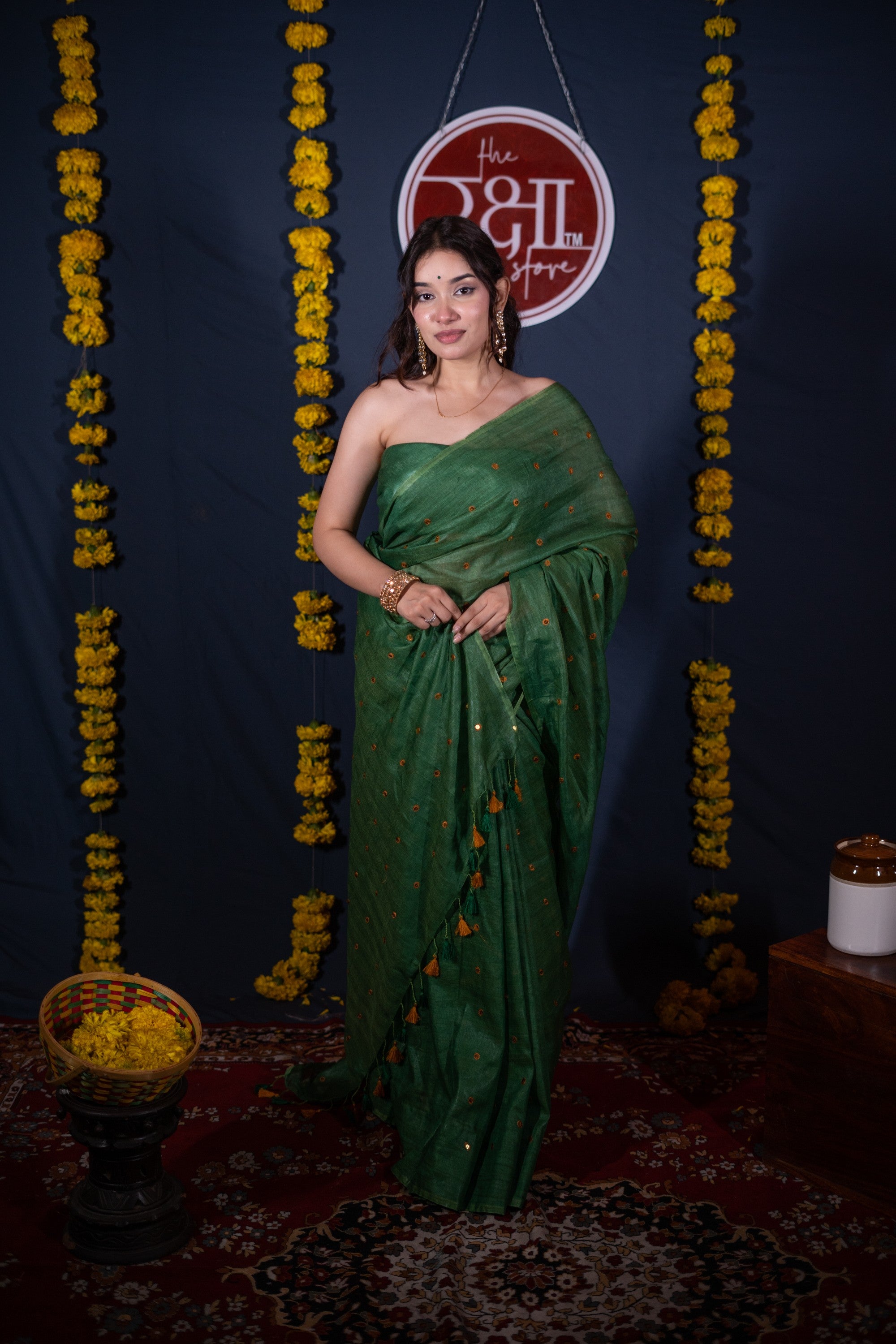 Archita- Green Tikli Work Saree