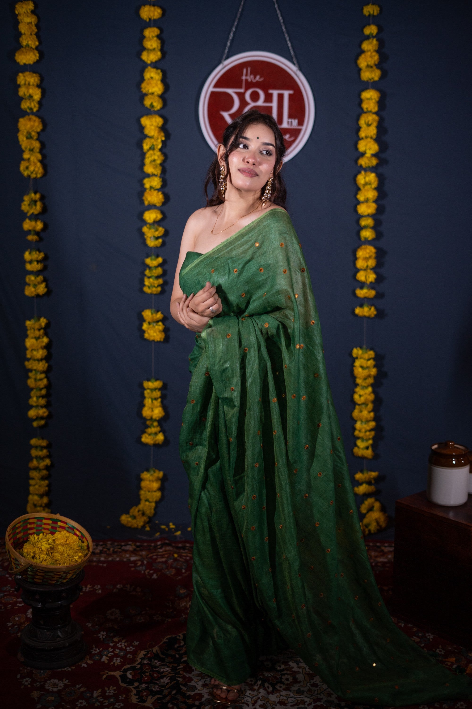 Archita- Green Tikli Work Saree