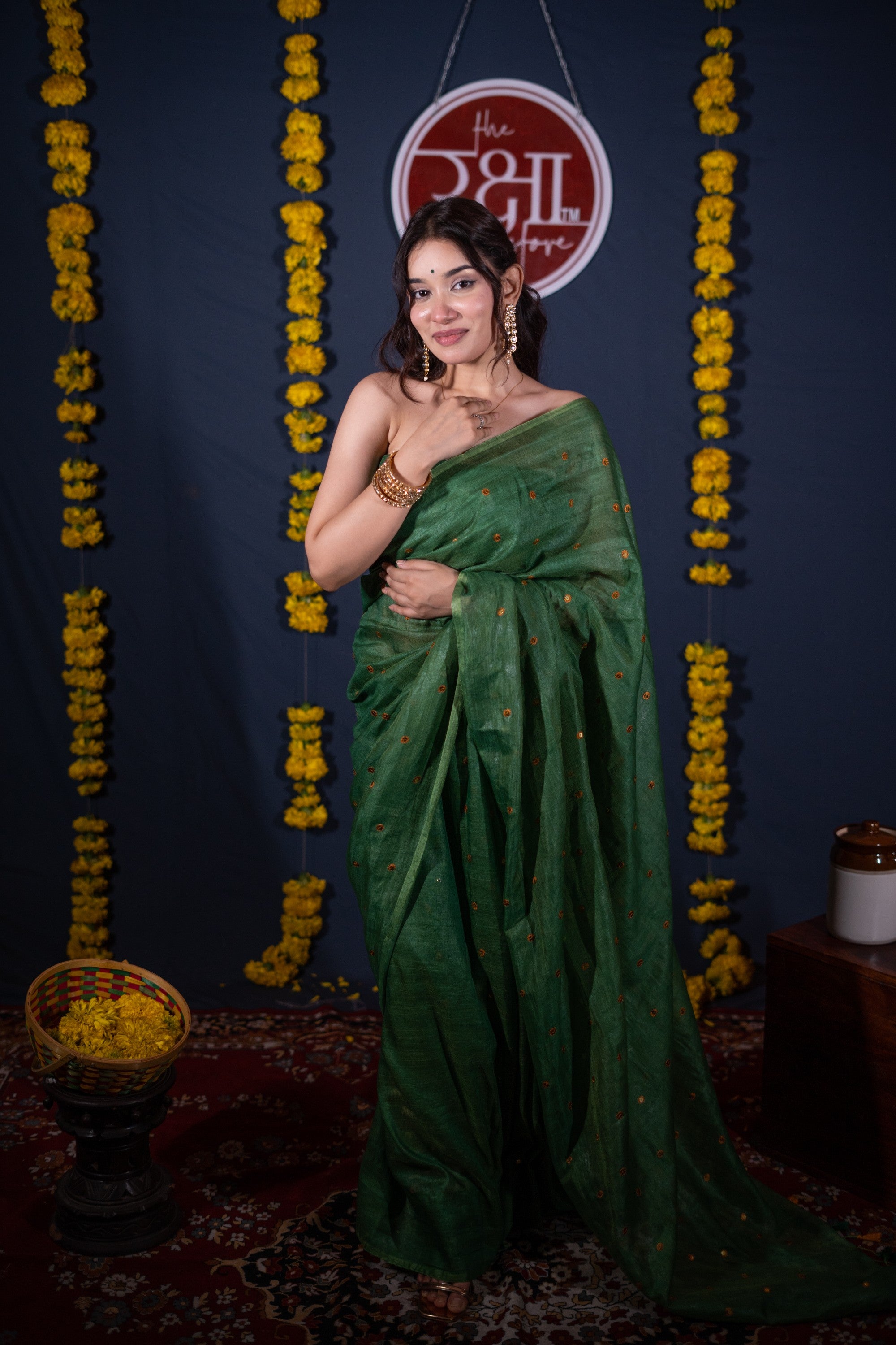 Archita- Green Tikli Work Saree