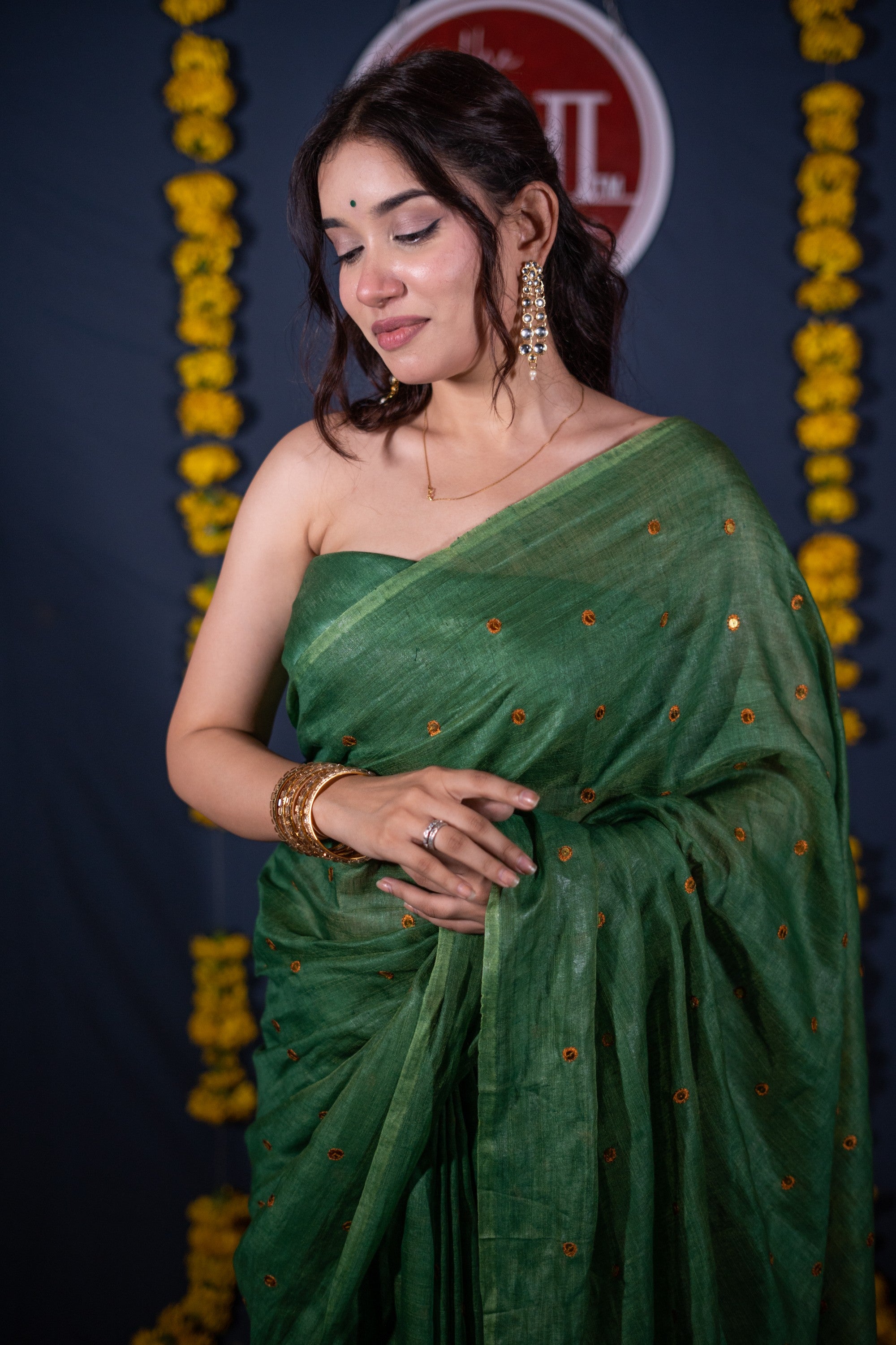 Archita- Green Tikli Work Saree