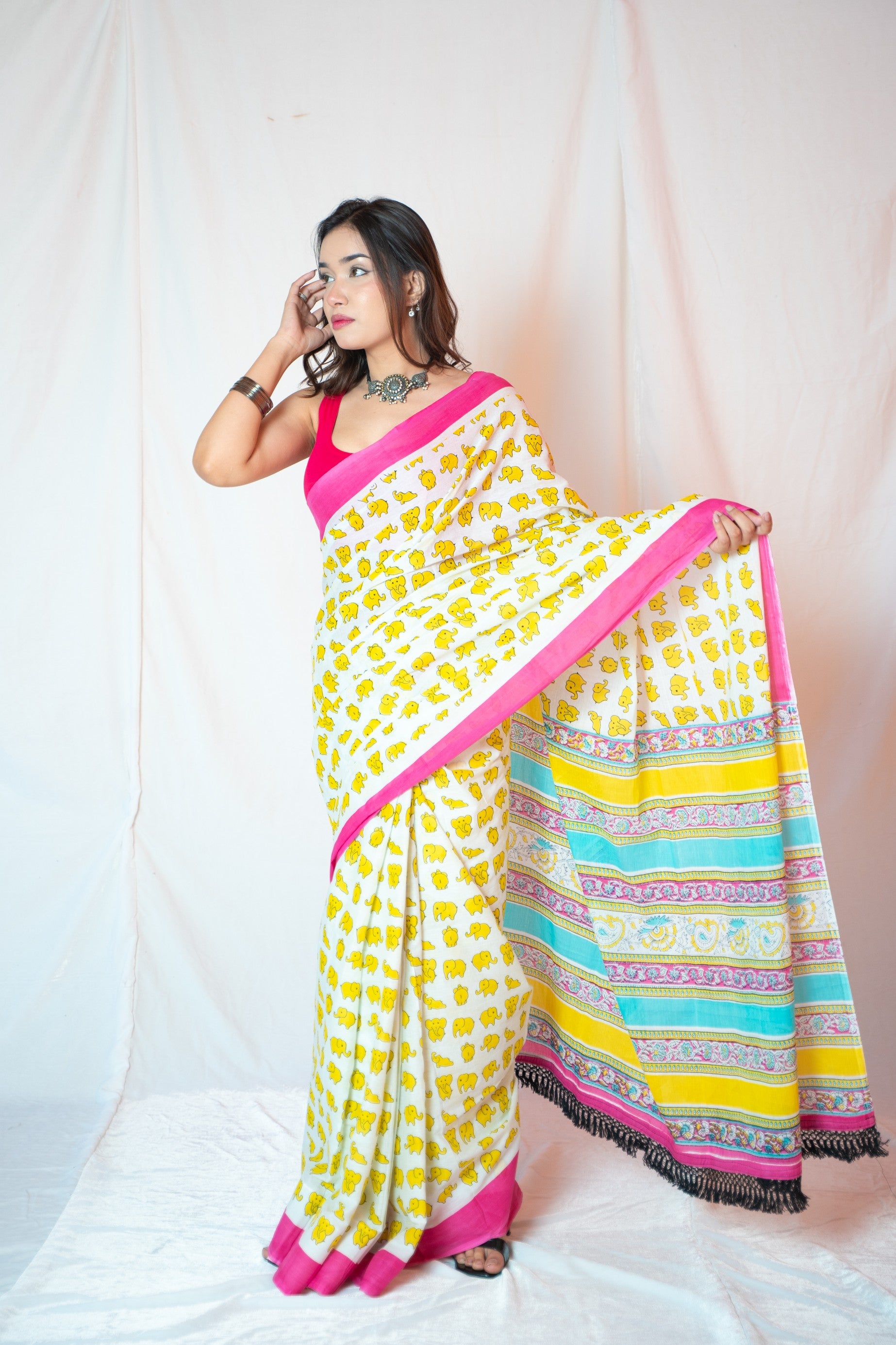 Cairo- Block Printed Mul Saree