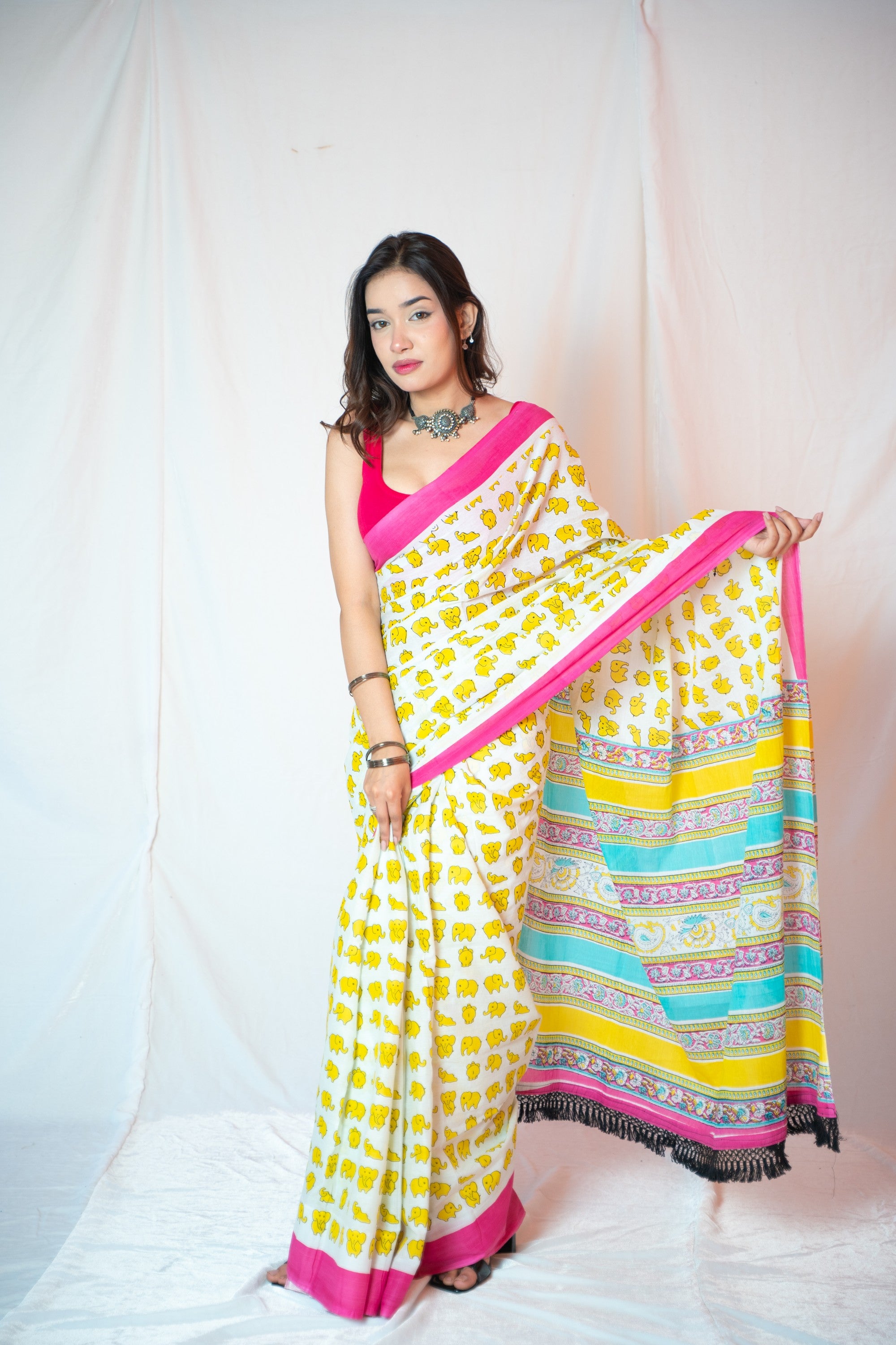 Cairo- Block Printed Mul Saree