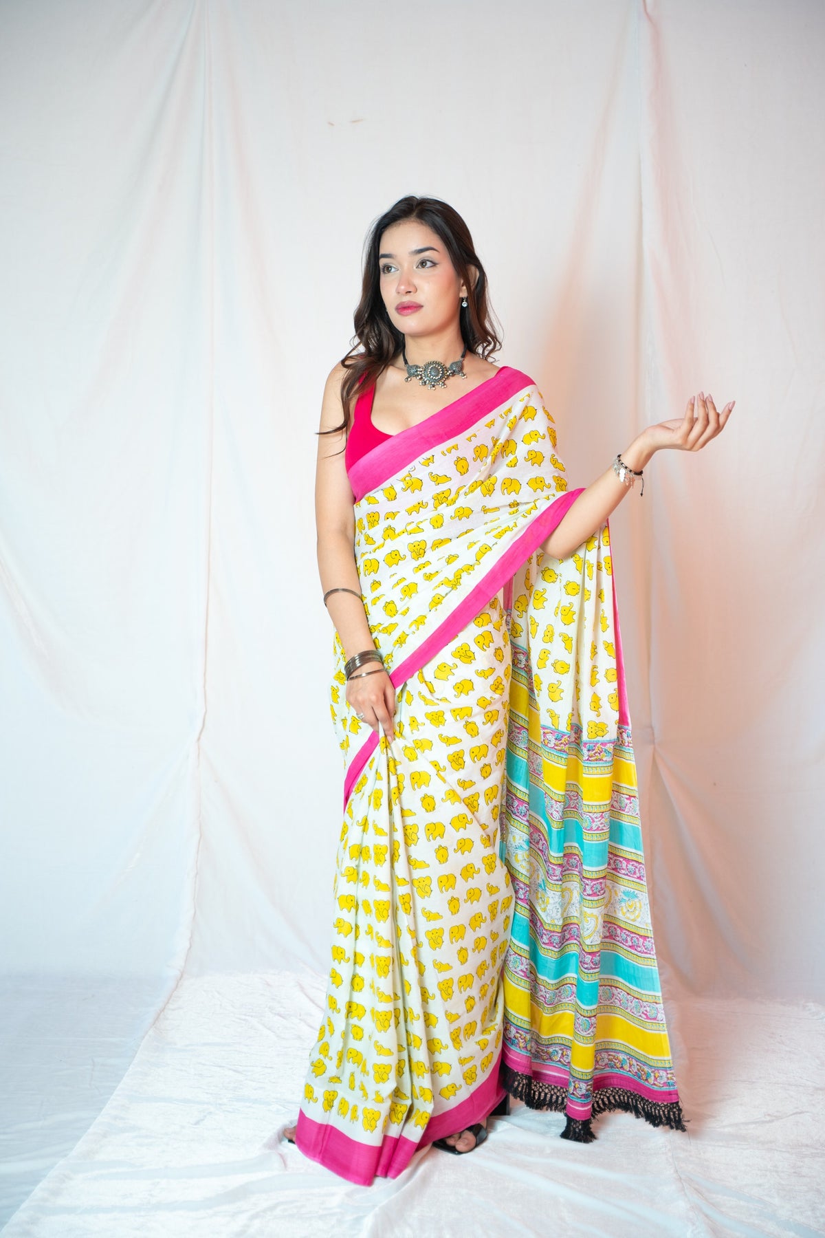 Cairo- Block Printed Mul Saree