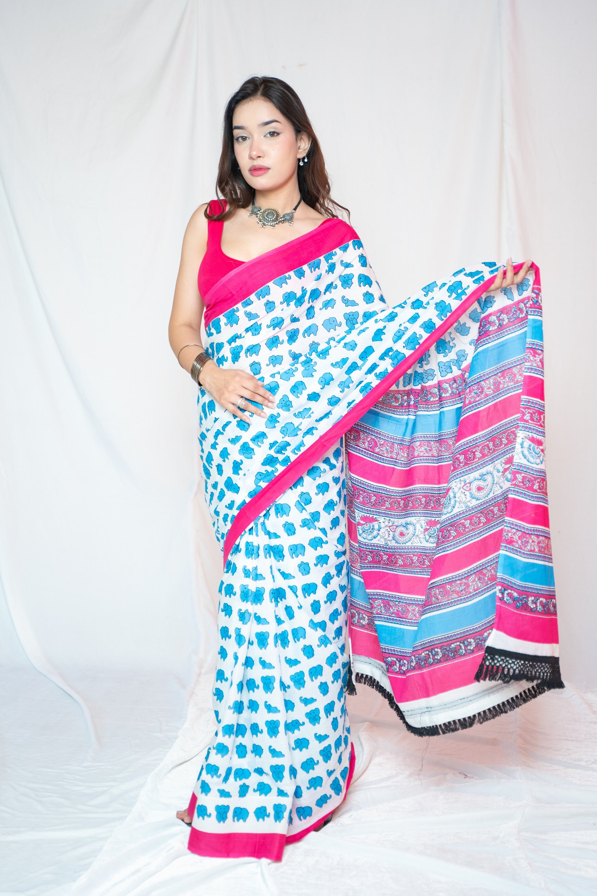 Bianca - White Mul Cotton Saree