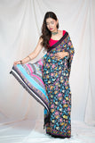 Charlotte- Black Floral Mul Cotton Saree