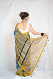 Sunburst Sapphire- Maheshwari Silk Saree