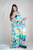 White Orbit- Block Printed Mul Saree