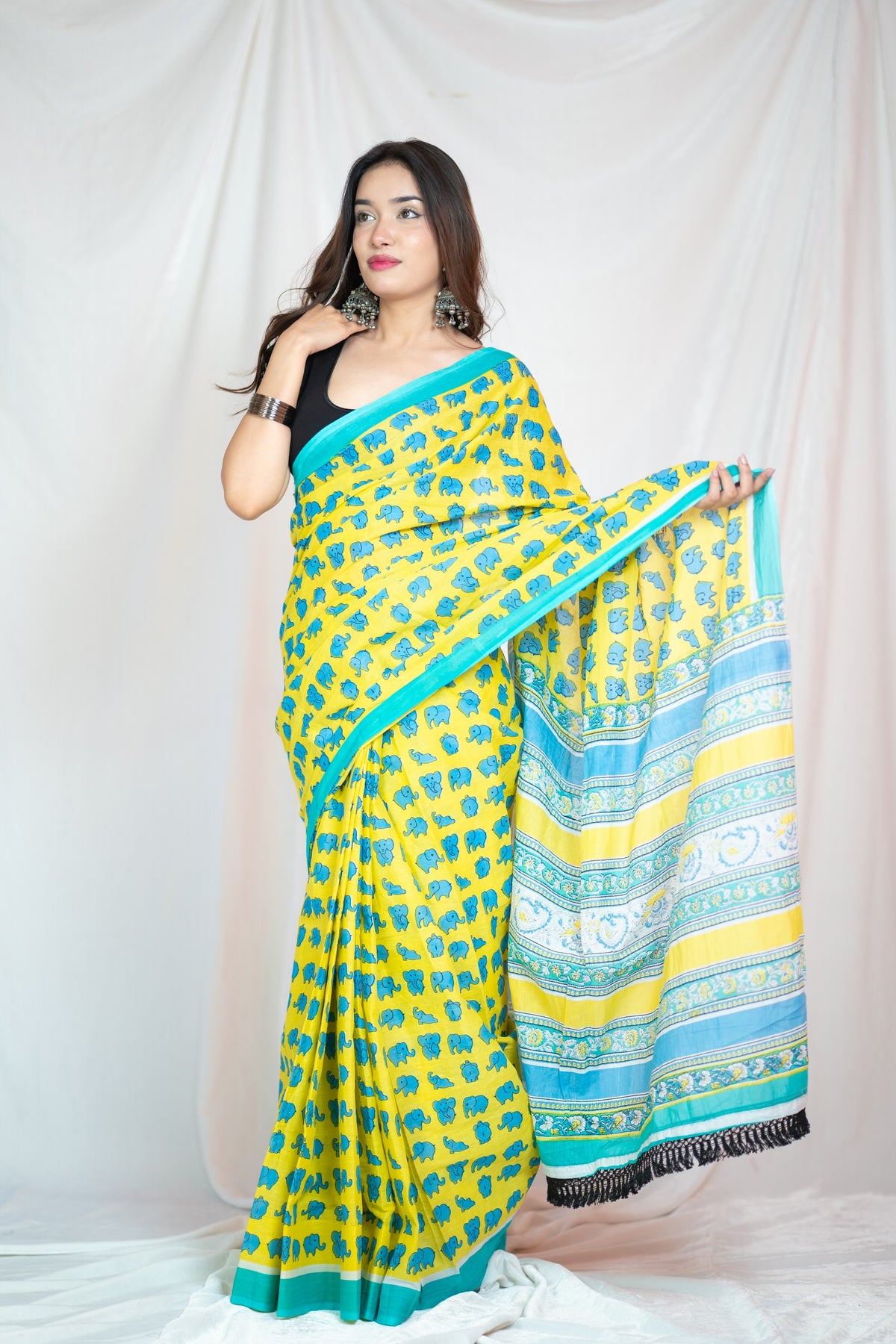 Bambi - Yellow Mul Cotton Saree