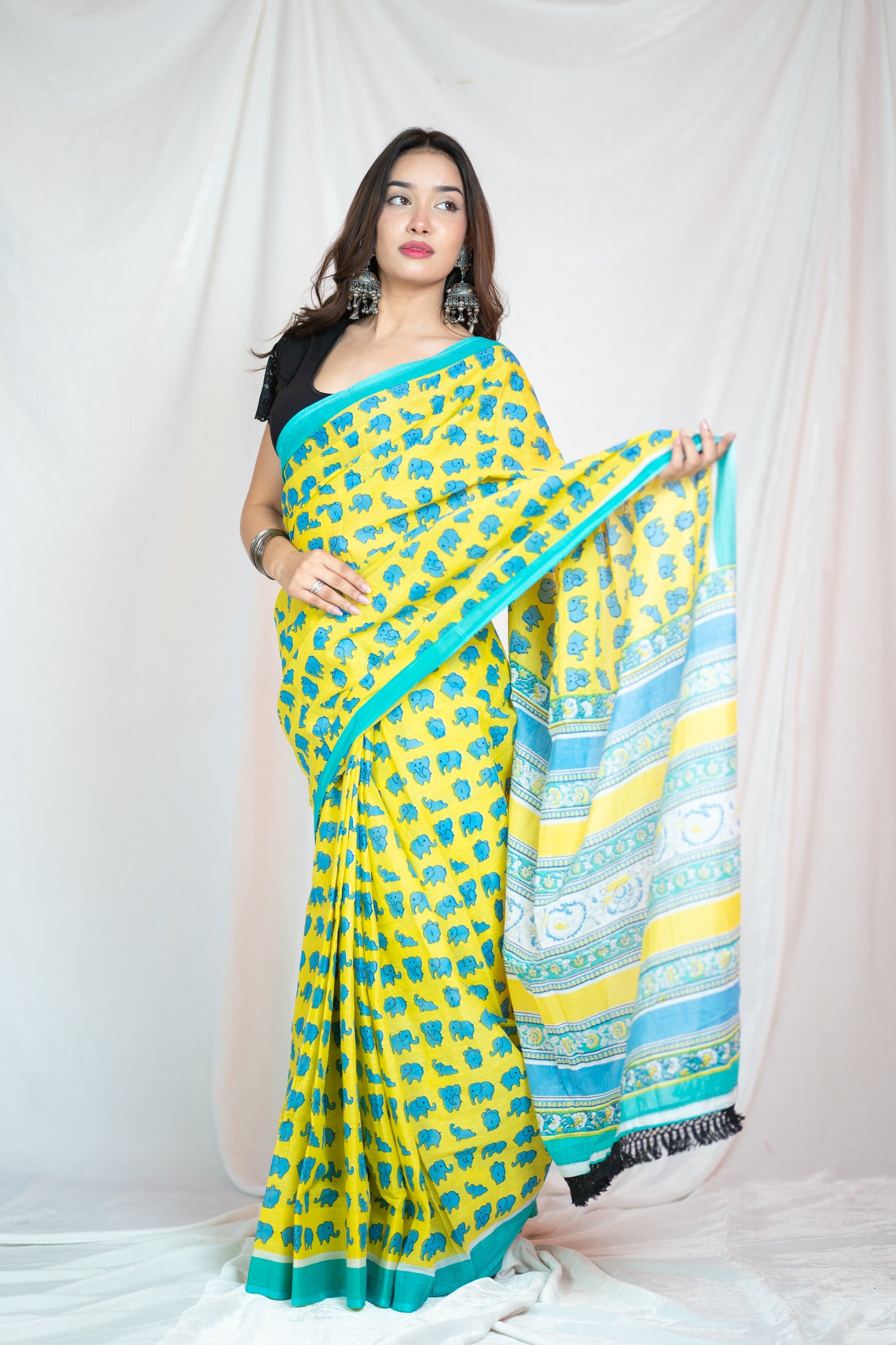 Bambi - Yellow Mul Cotton Saree