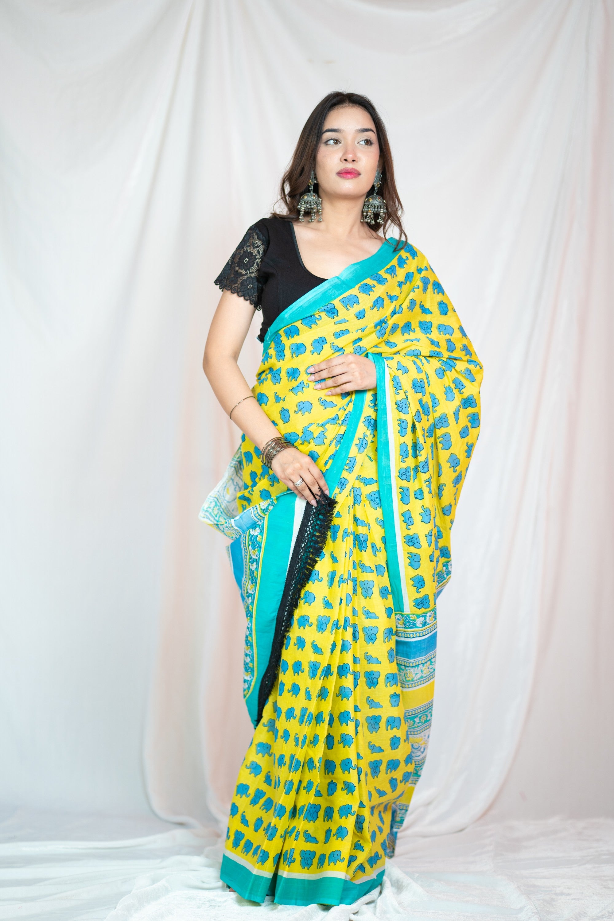 Bambi - Yellow Mul Cotton Saree