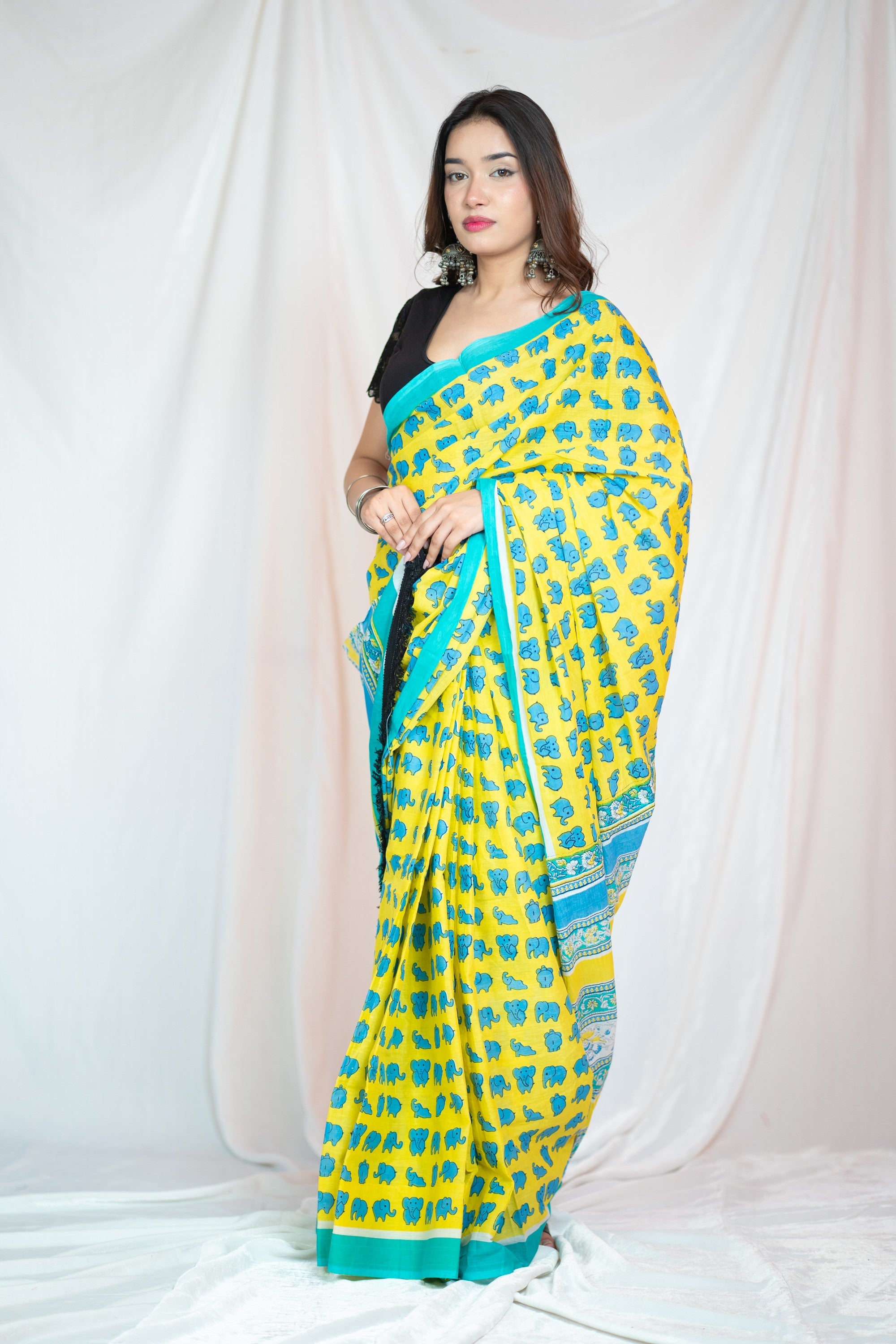 Bambi - Yellow Mul Cotton Saree