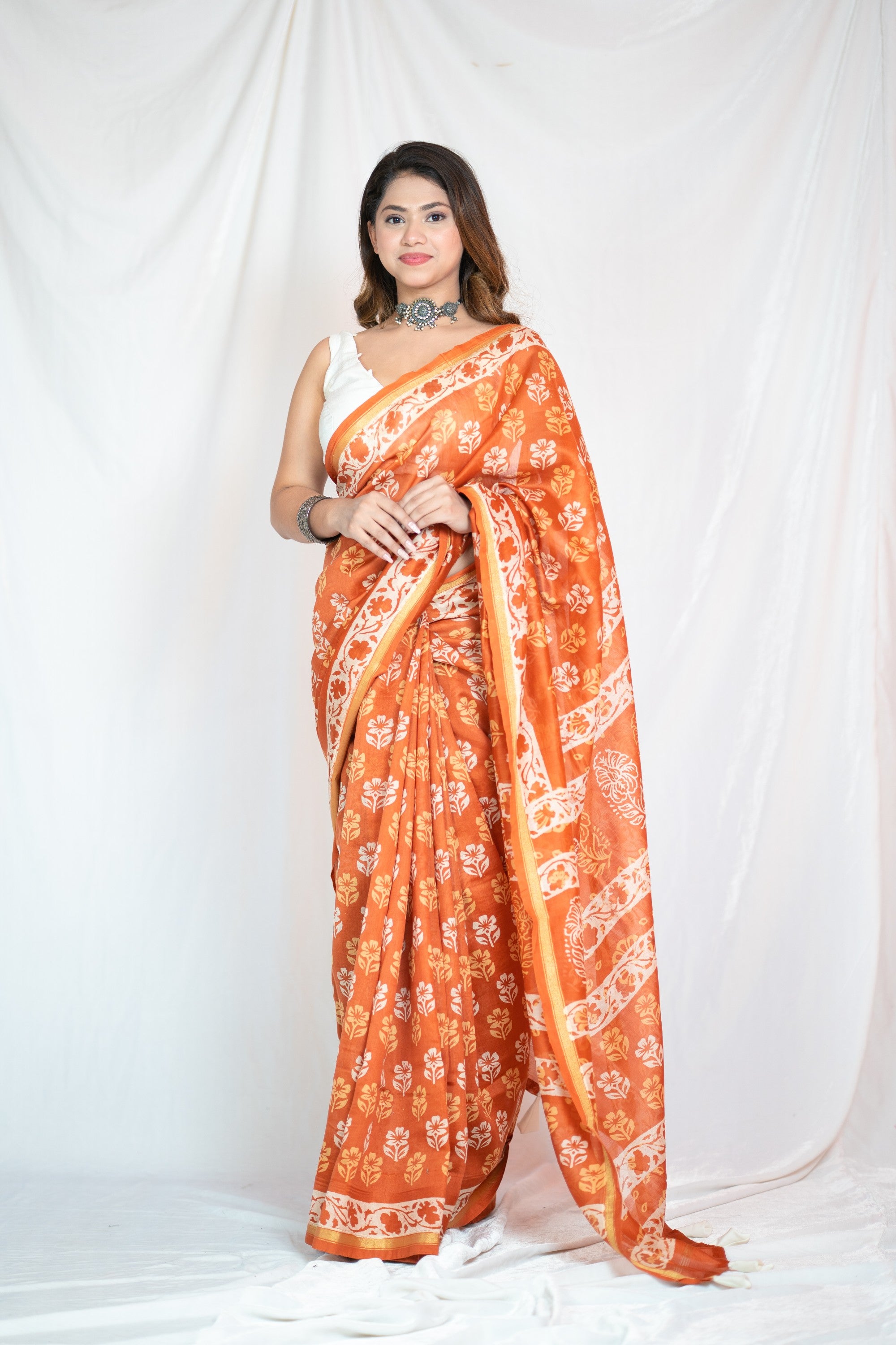 Citrus Charm- Maheshwari Silk Saree