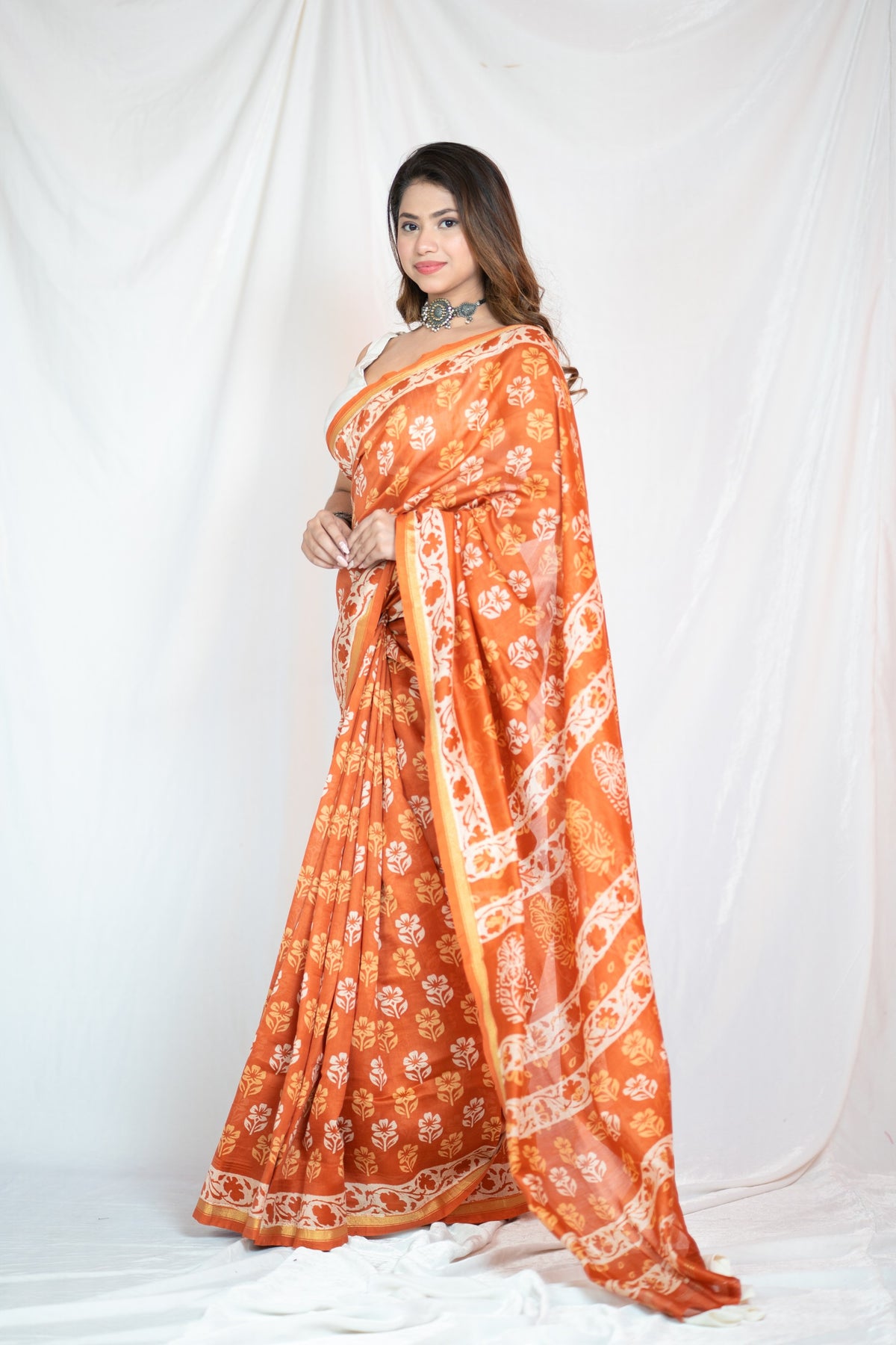 Citrus Charm- Maheshwari Silk Saree