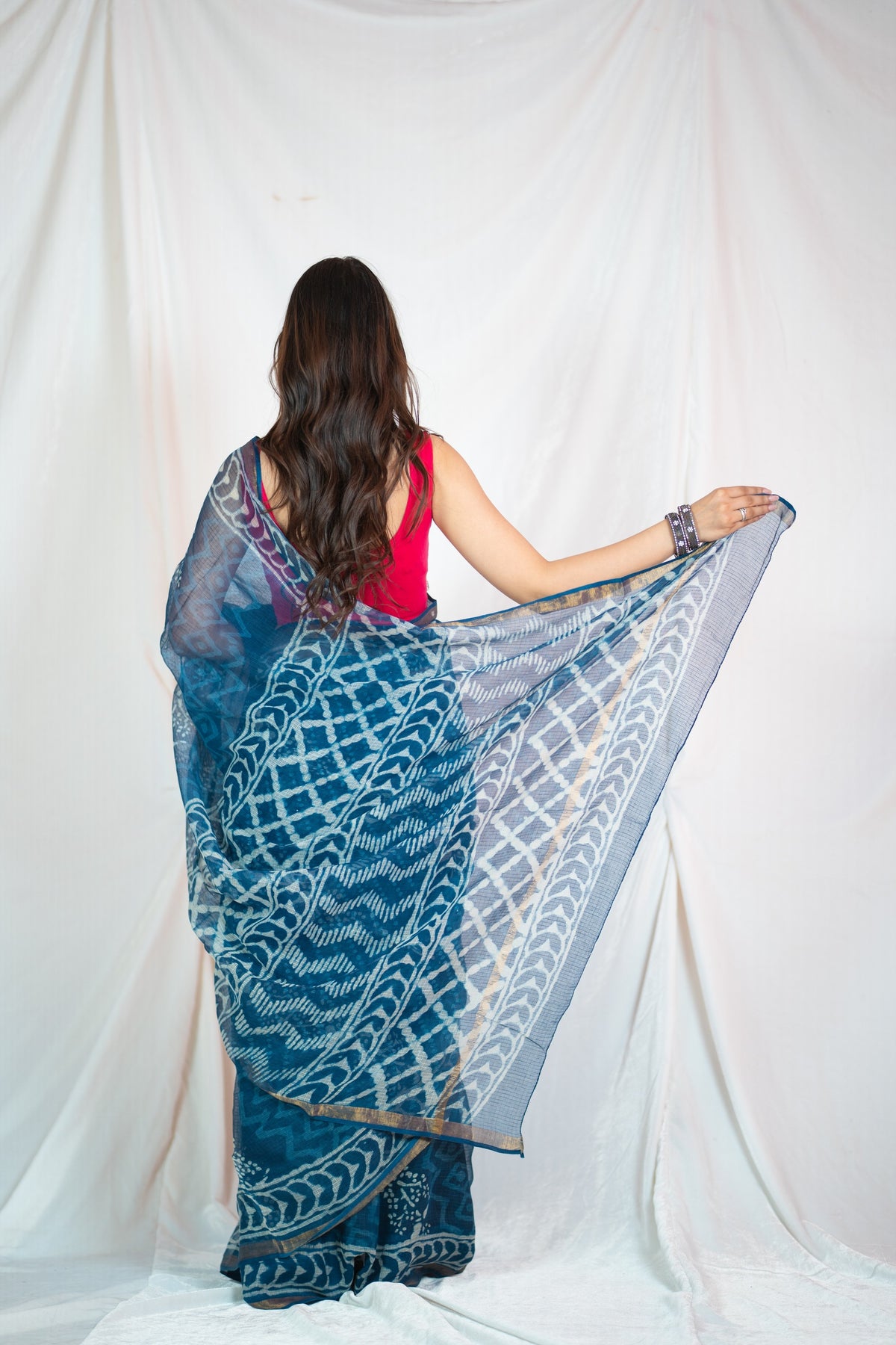 Elegance in Indigo - Kota Doria Saree