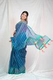 Cerulean Charm - Kota Doria Saree