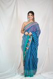 Cerulean Charm - Kota Doria Saree