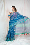 Cerulean Charm - Kota Doria Saree