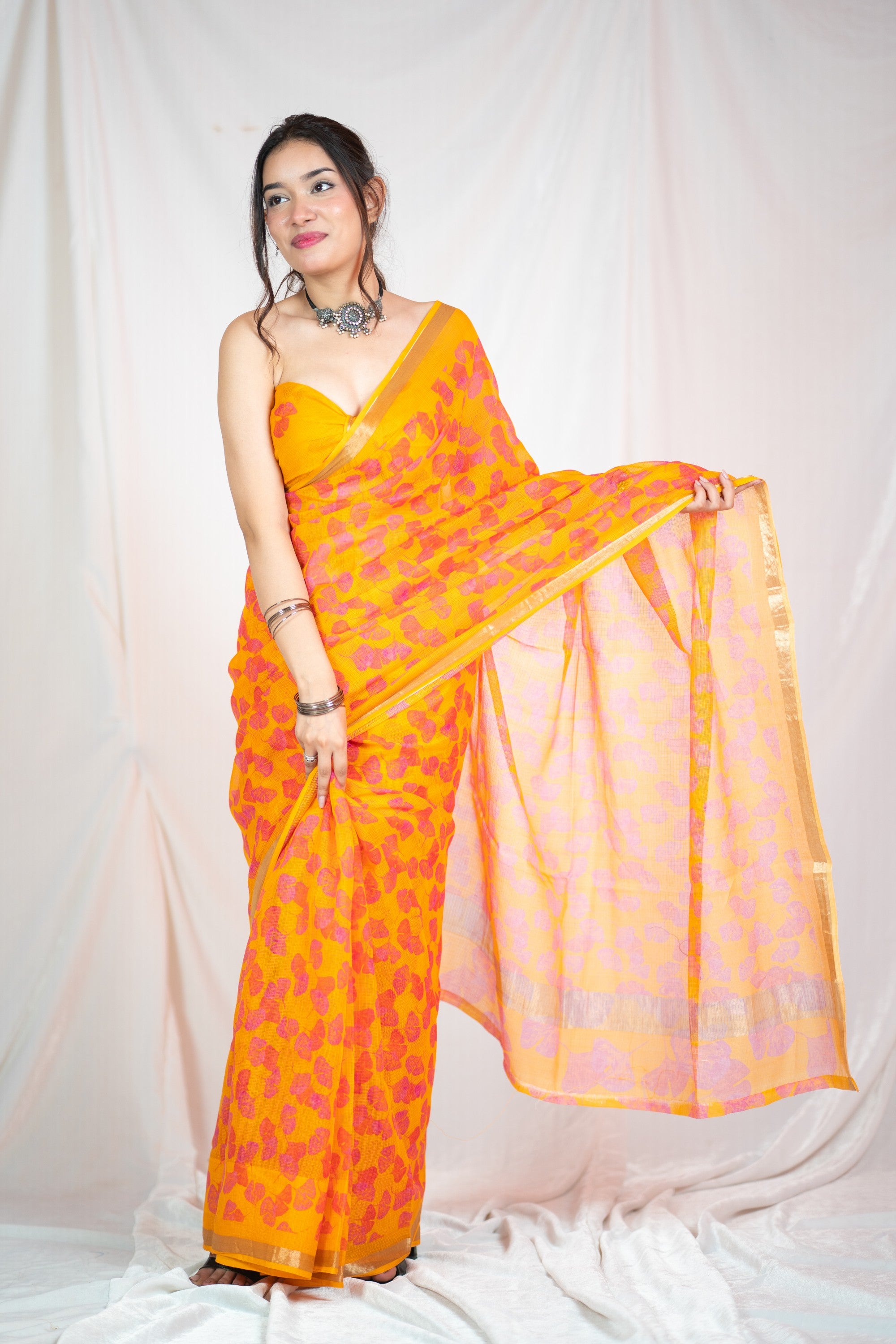 Amber Zephyr - Kota Doria Saree