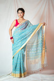 Breezy Blue - Kota Doria Cotton Saree