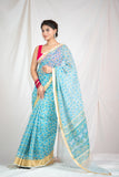 Breezy Blue - Kota Doria Cotton Saree