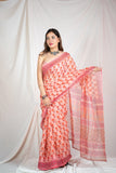 Blossom Breeze- Pink Kota Doria Saree