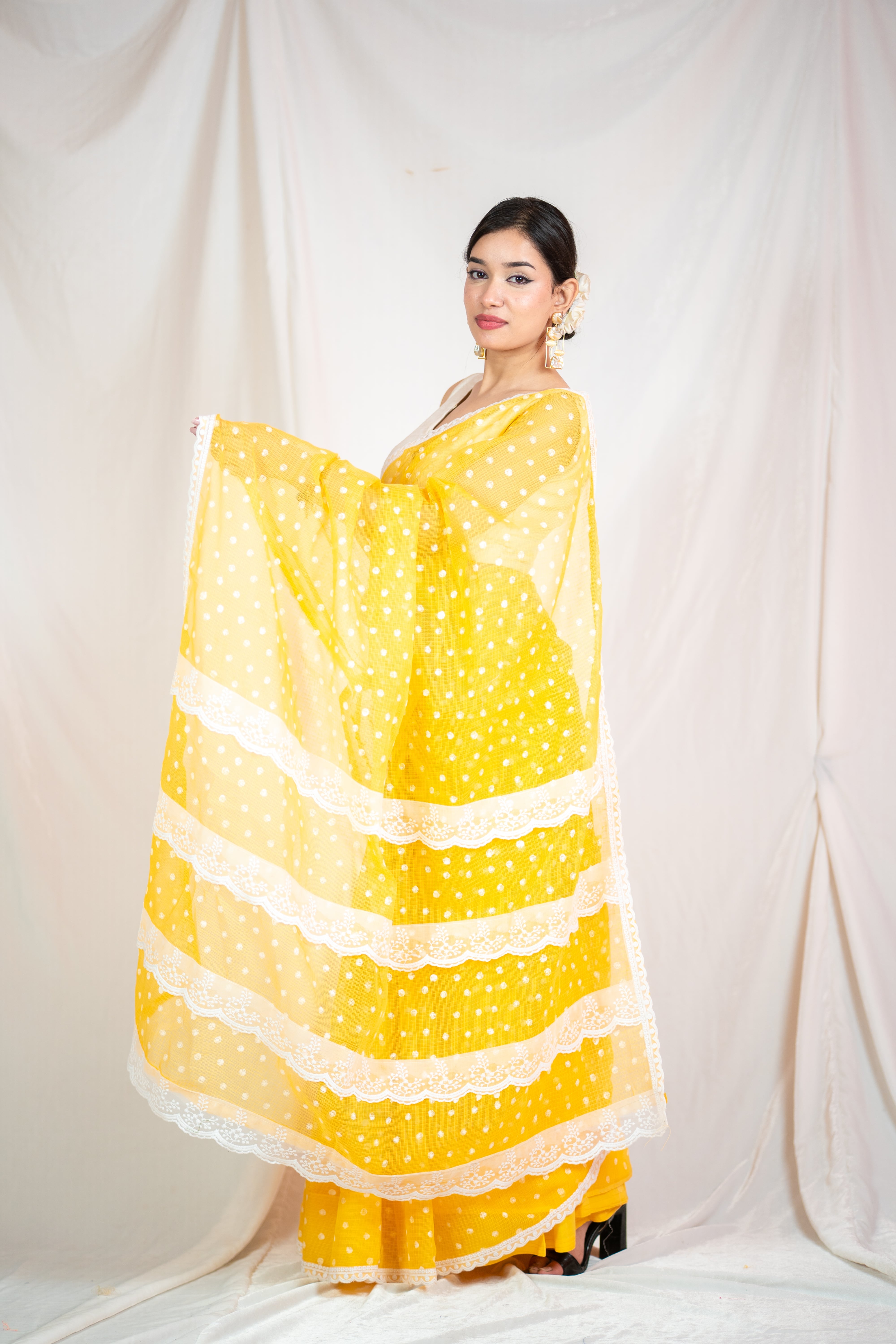 Bindu Re Bindu - Yellow Kota Doria saree