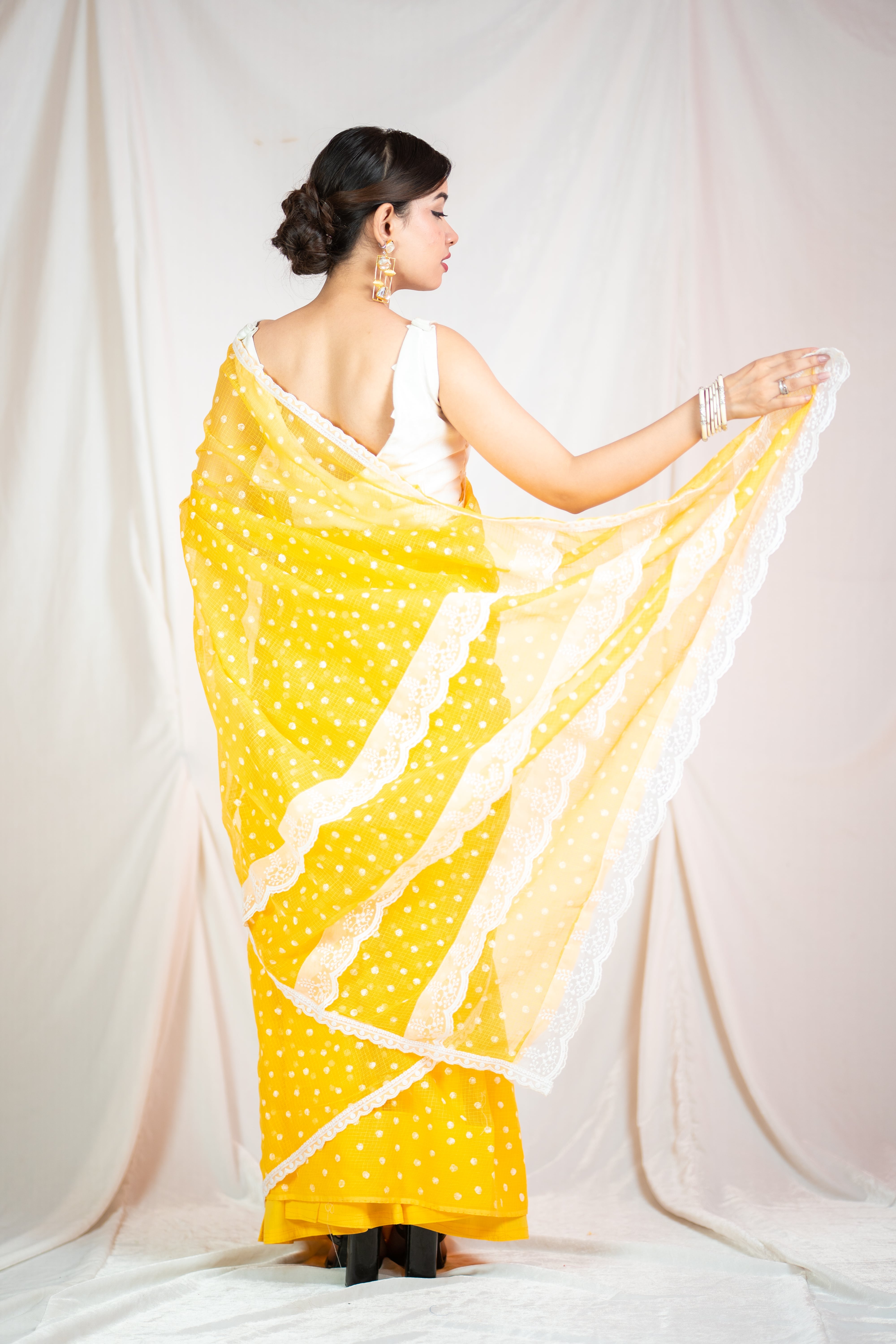 Bindu Re Bindu - Yellow Kota Doria saree