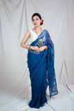 Blue Lagoon Bliss- Emb Kota Doria Saree