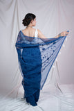 Blue Lagoon Bliss- Emb Kota Doria Saree