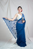 Blue Lagoon Bliss- Emb Kota Doria Saree