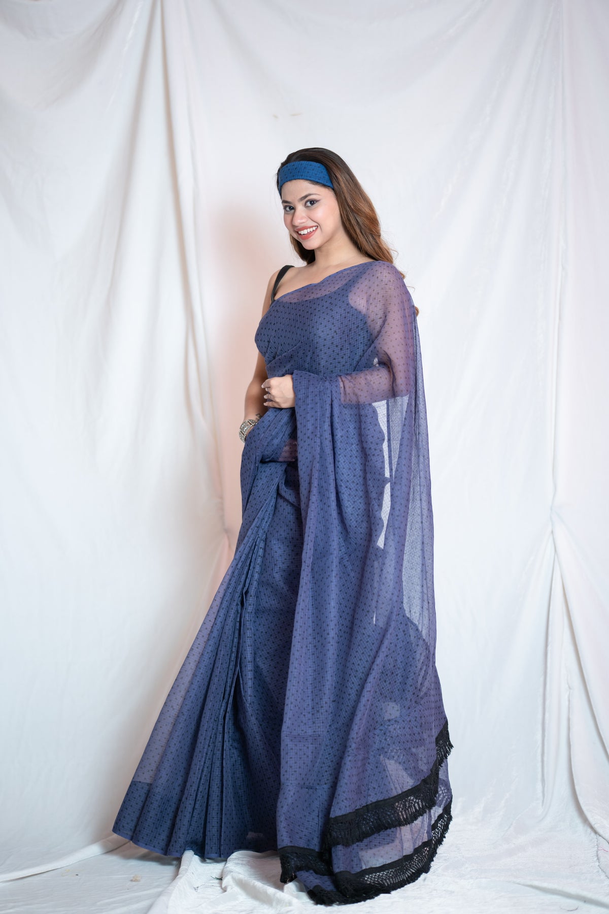 Bholi Re Bindu - Blue Kota Doria Saree