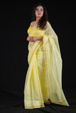 Lemon Yellow - Cotton Kota Doria Saree