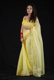 Lemon Yellow - Cotton Kota Doria Saree