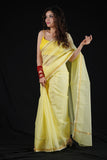 Lemon Yellow - Cotton Kota Doria Saree